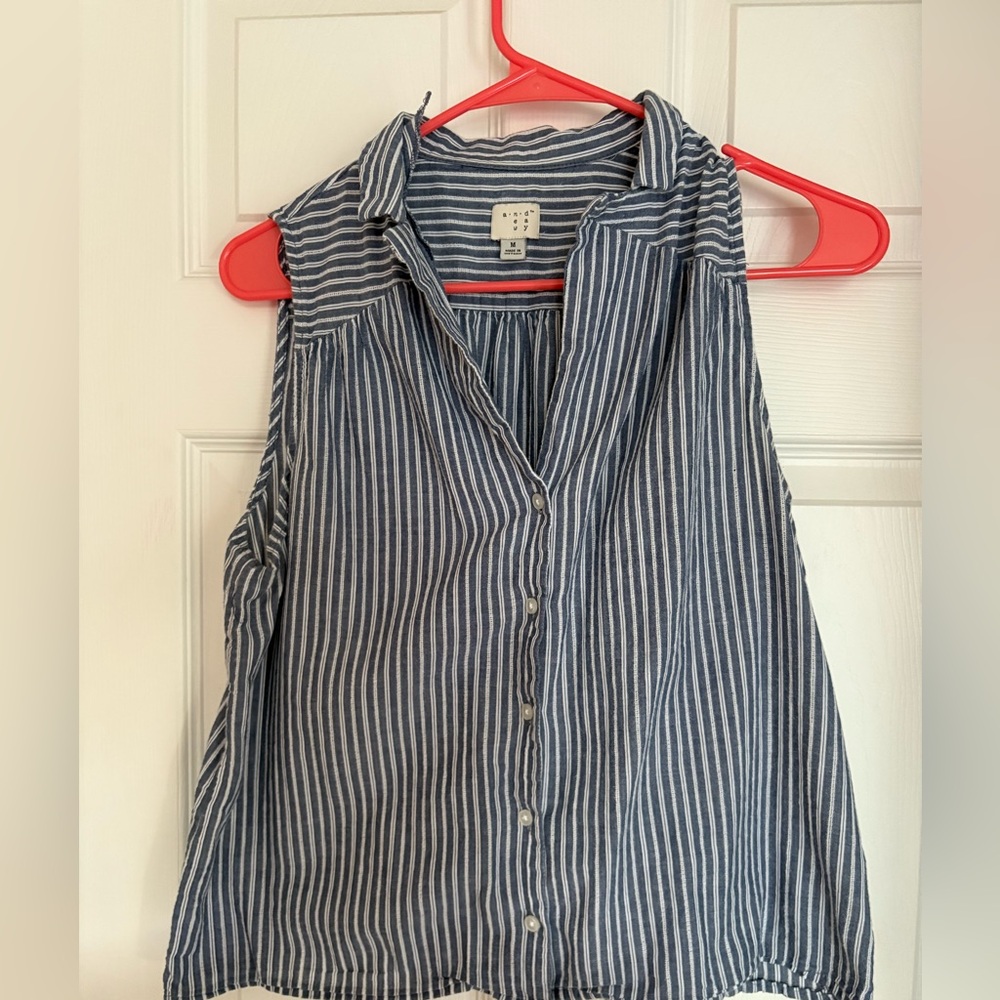 A New Day Blue and White Striped Tank Top